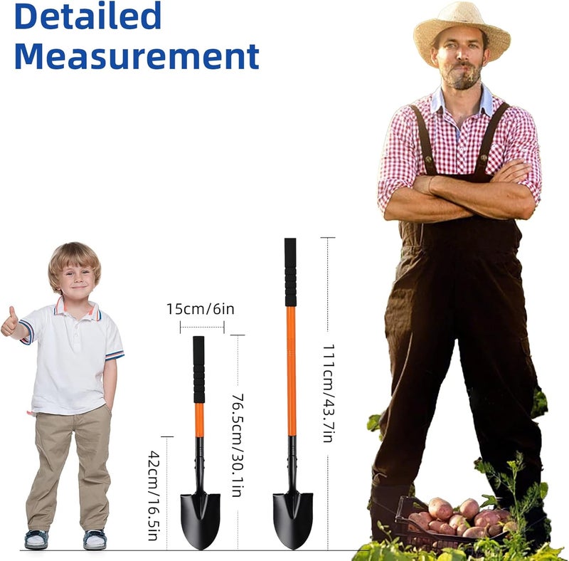 TwinkleTool Small Shovel for Digging with Metal Handle, 43.7 Inch Heavy Duty Garden Shovel, Trench Shovels Ideal for Digging Gardening Trenching Planting Camping Transferring Scooping, Orange - Image 4